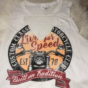 White motorcycle tank top with cutout